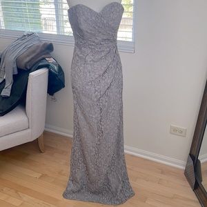 Strapless lace David bridal’s dress